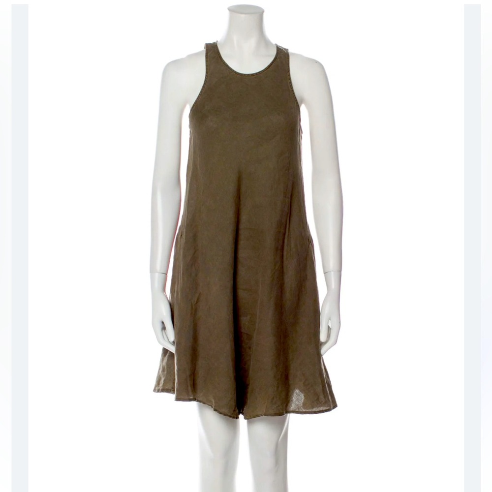 James Perse linen halter trapeze romper with pockets